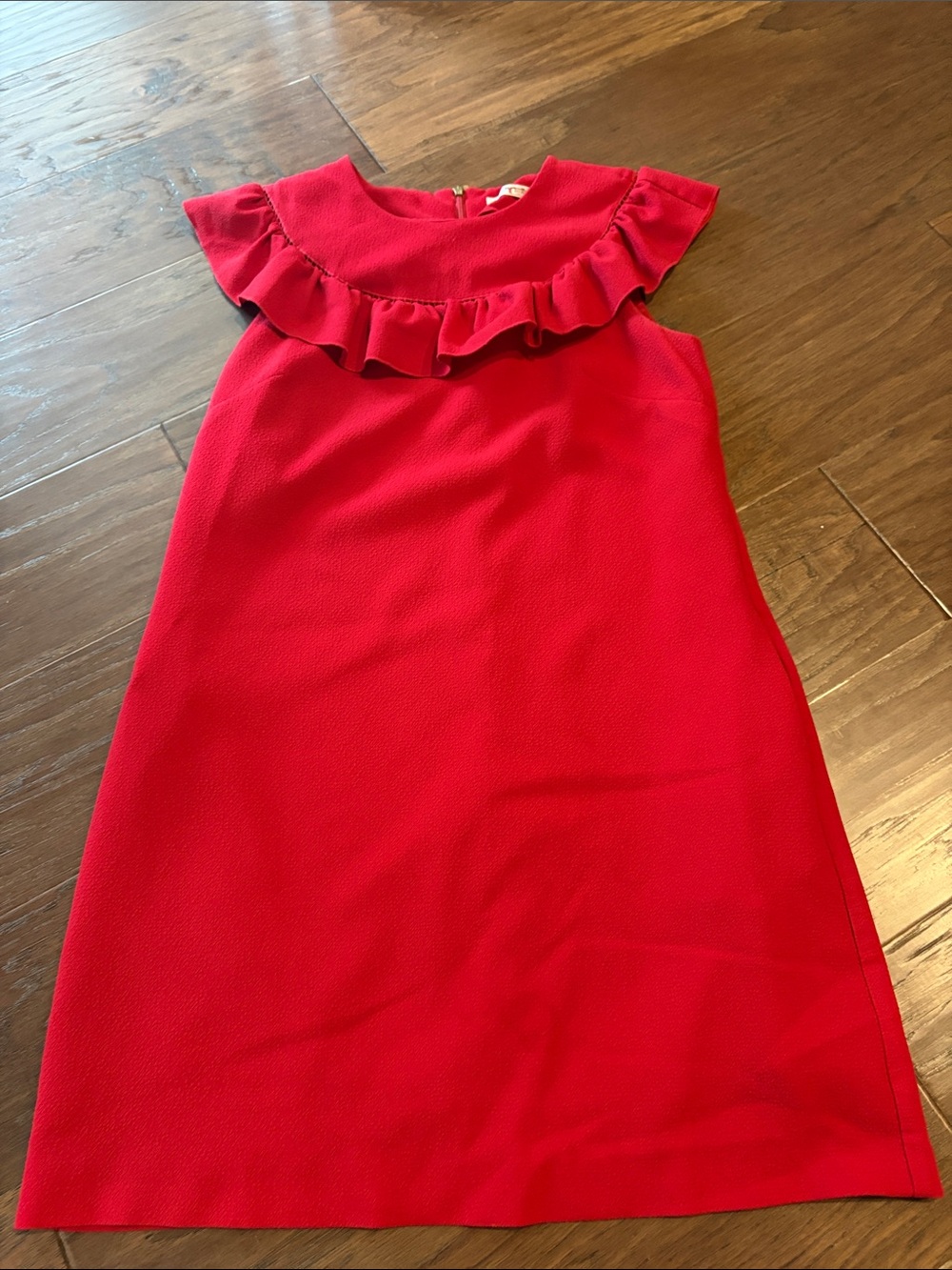 Trina Turk Bright Red Ruffle-Neck Formal Dress for Girls